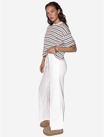 T-shirt oversize en coton rayé à col rond busem
