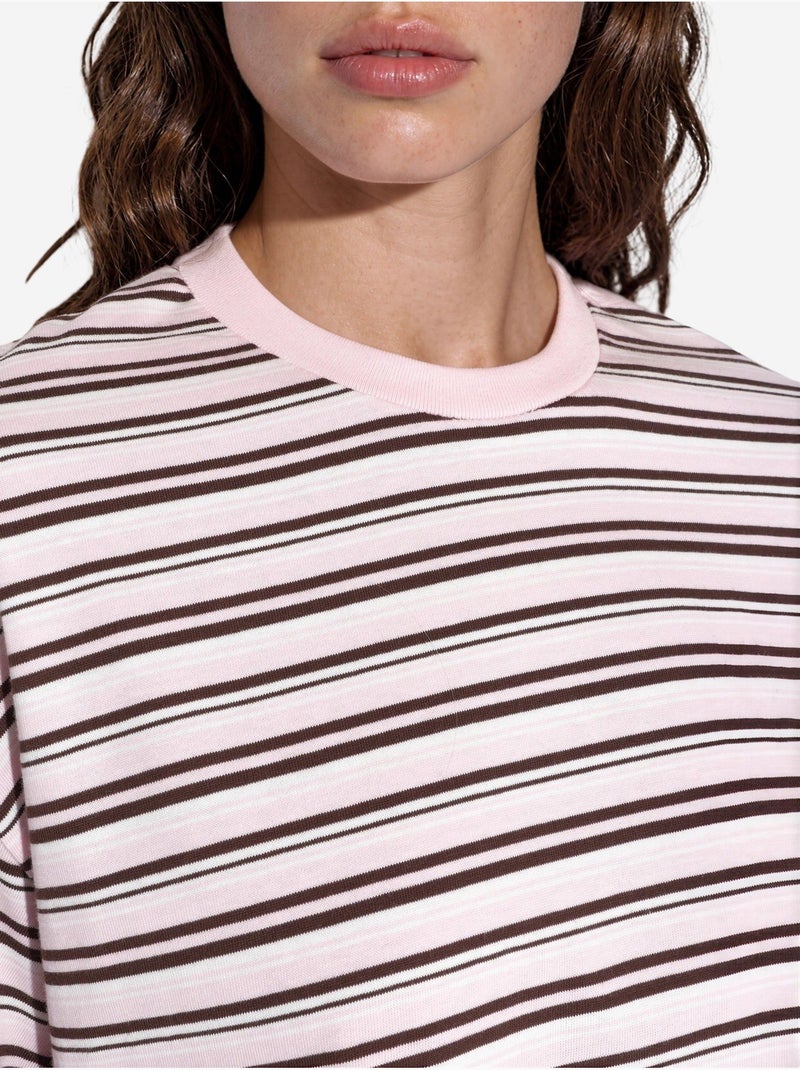T-shirt oversize en coton rayé à col rond busem Blanc cassé - Kiabi