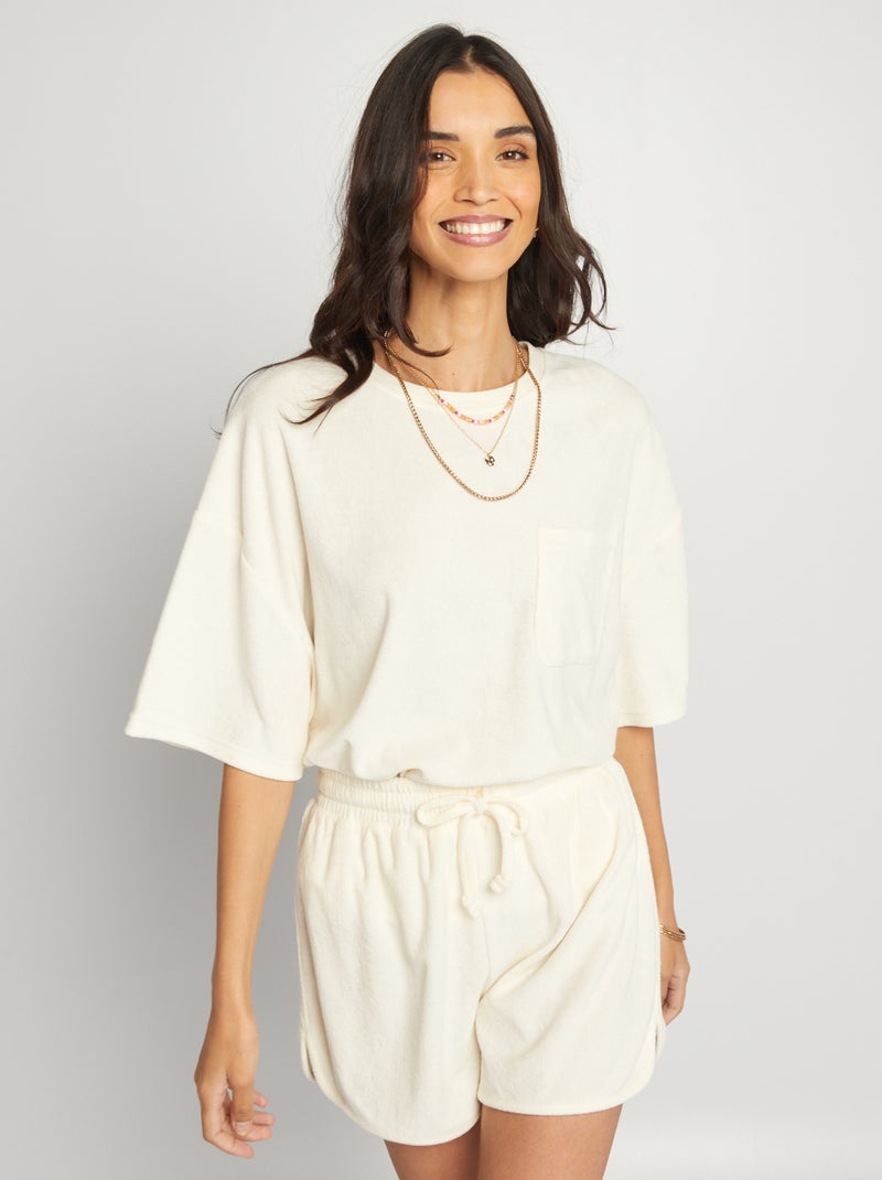 T-shirt oversize en éponge Blanc - Kiabi