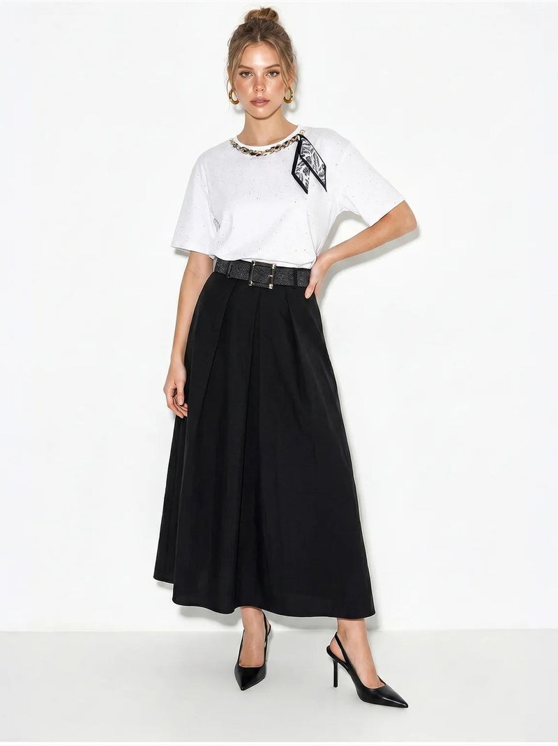 T-shirt oversize en jersey de coton à col rond lucci Blanc - Kiabi