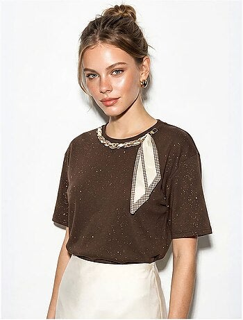 T-shirt oversize en jersey de coton à col rond lucci