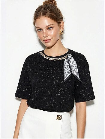 T-shirt oversize en jersey de coton à col rond lucci