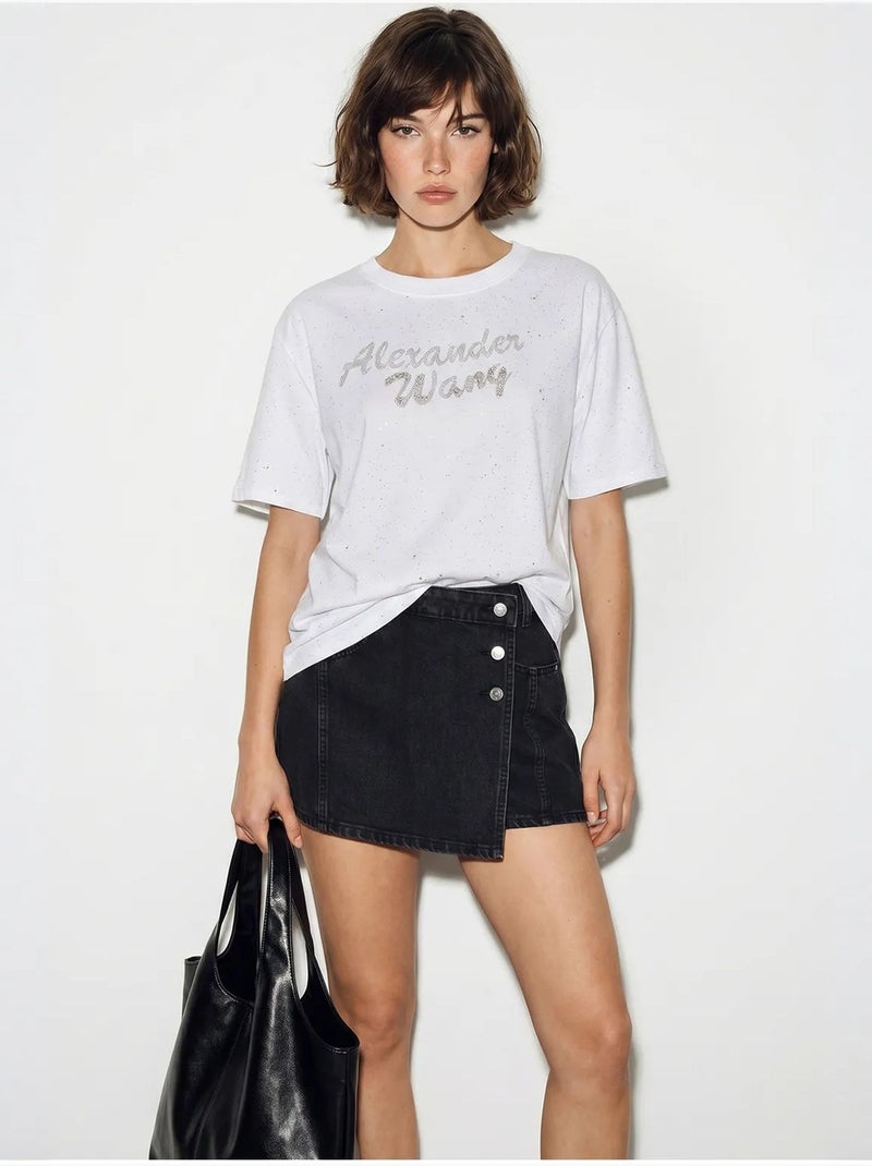 T-shirt oversize en jersey de coton imprimé lucci Blanc - Kiabi