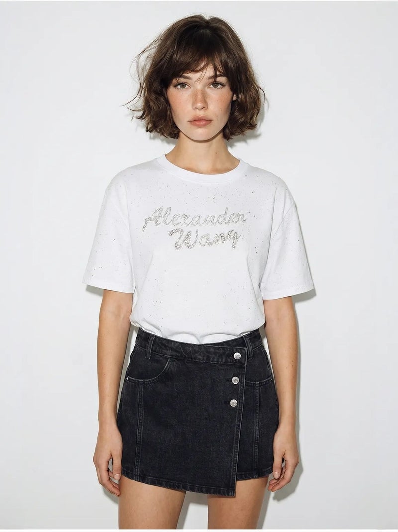 T-shirt oversize en jersey de coton imprimé lucci Blanc - Kiabi