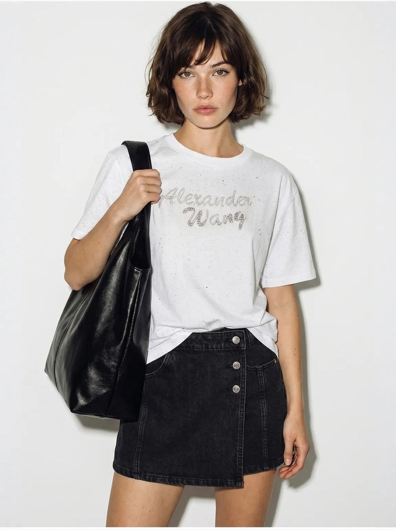 T-shirt oversize en jersey de coton imprimé lucci Blanc - Kiabi