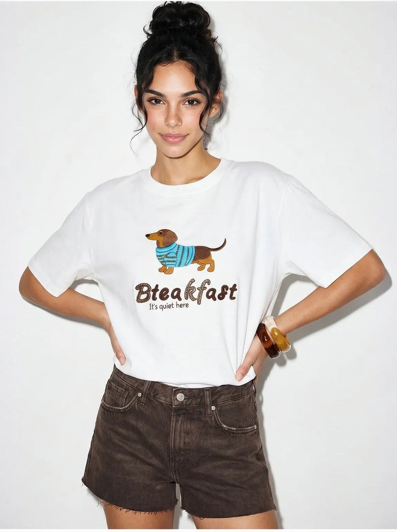 T-shirt oversize en jersey de coton imprimé lucci Blanc - Kiabi