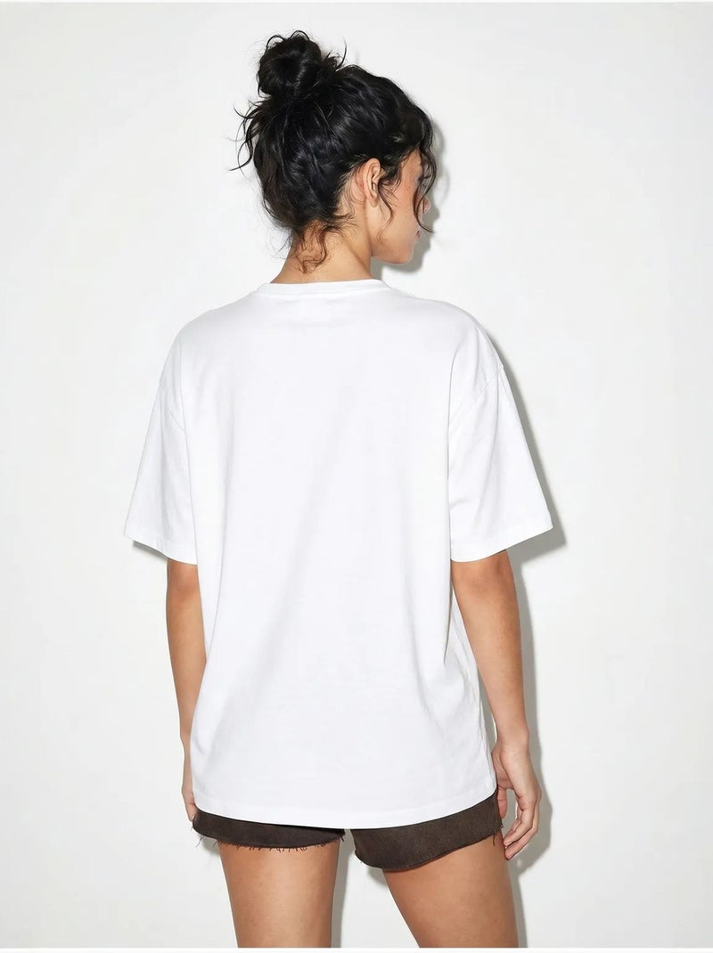 T-shirt oversize en jersey de coton imprimé lucci Blanc - Kiabi