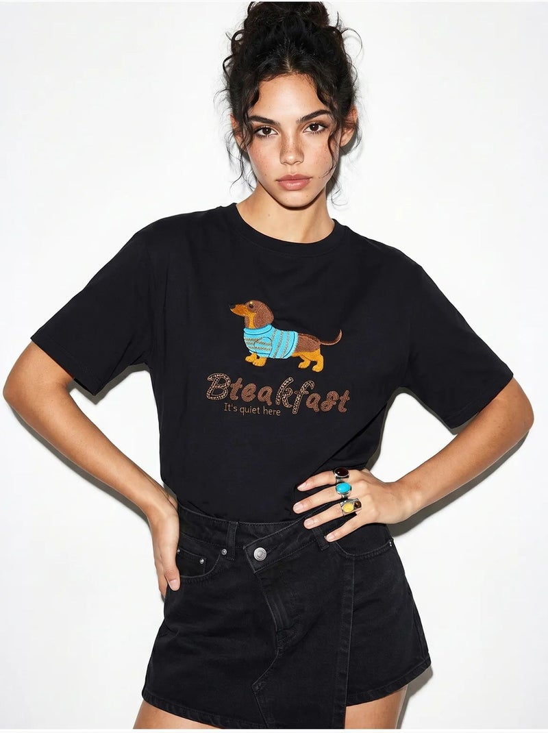 T-shirt oversize en jersey de coton imprimé lucci Noir - Kiabi
