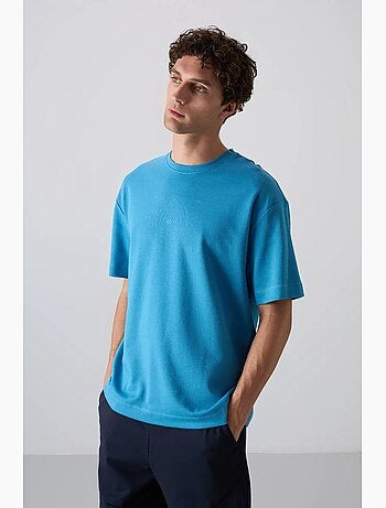 T-shirt oversize en mélange coton à col rond tommy