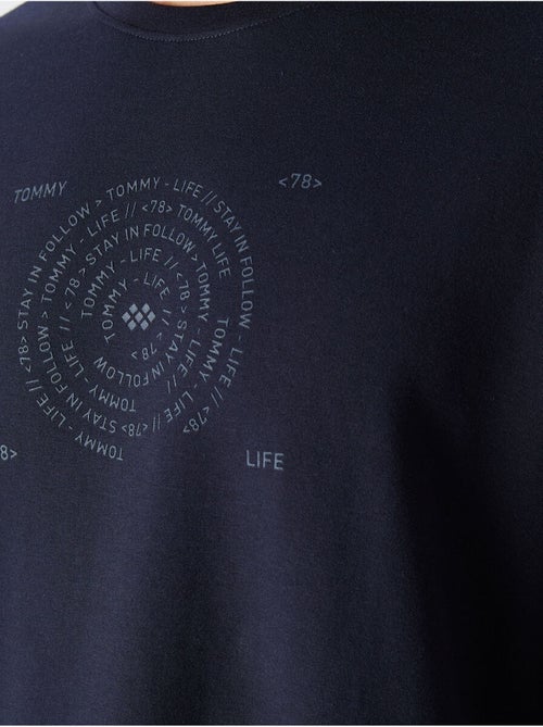 T-shirt oversize en mélange coton à col rond tommy - Kiabi