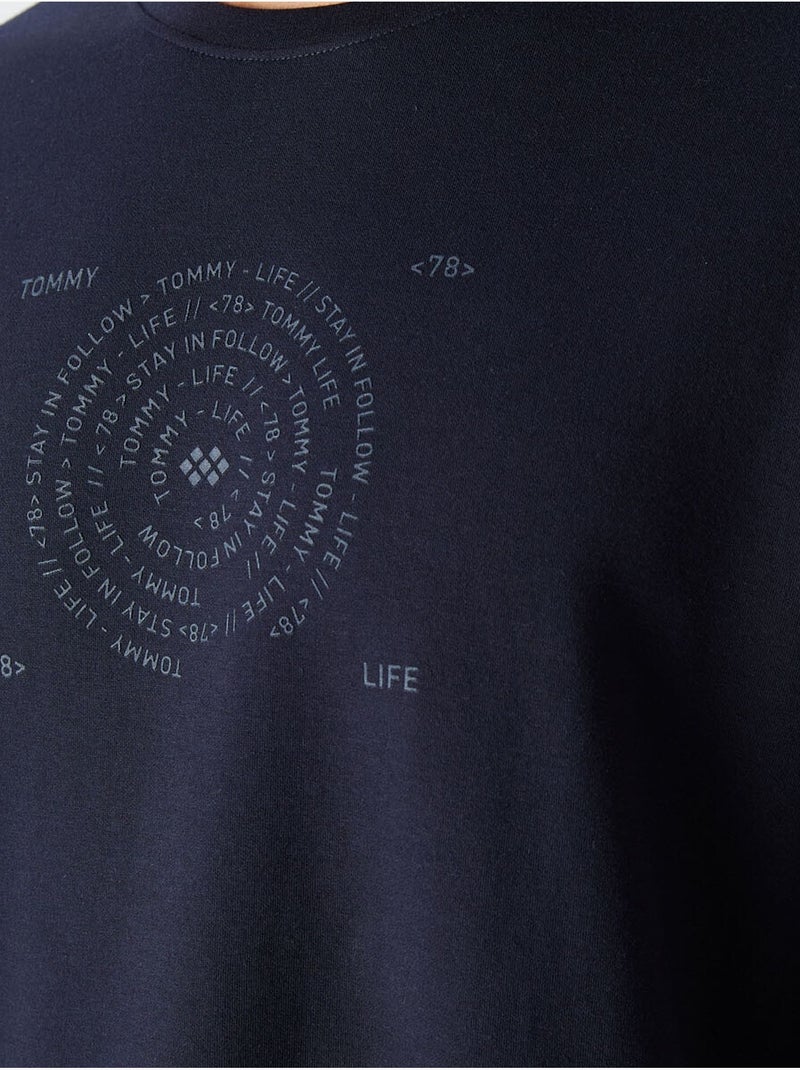 T-shirt oversize en mélange coton à col rond tommy Bleu marine - Kiabi