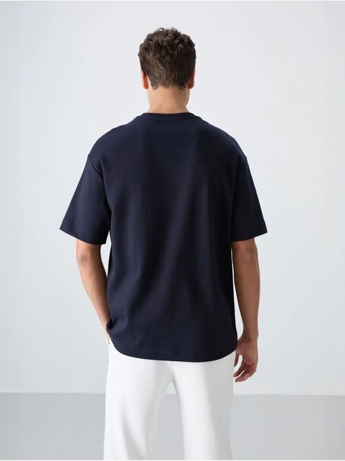 T-shirt oversize en mélange coton à col rond tommy - Kiabi