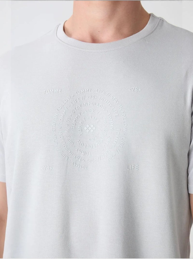 T-shirt oversize en mélange coton à col rond tommy Gris clair - Kiabi