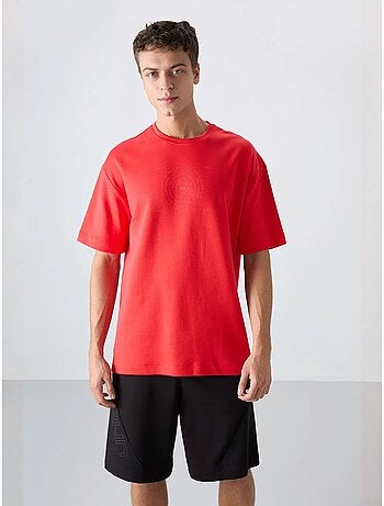 T-shirt oversize en mélange coton à col rond tommy