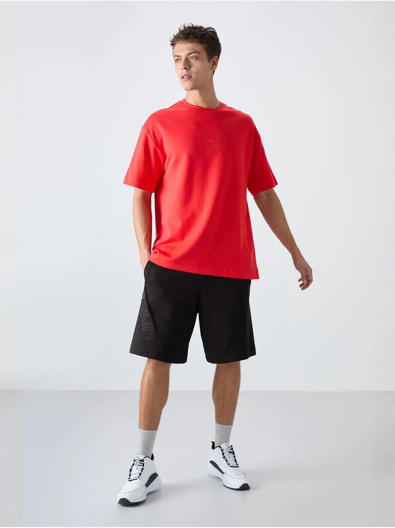 T-shirt oversize en mélange coton à col rond tommy Rouge - Kiabi
