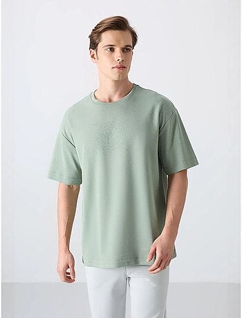 T-shirt oversize en mélange coton à col rond tommy