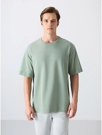 T-shirt oversize en mélange coton à col rond tommy