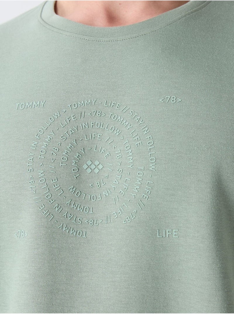 T-shirt oversize en mélange coton à col rond tommy Vert - Kiabi
