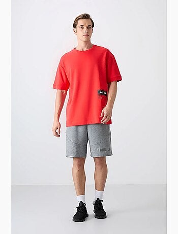 T-shirt oversize en mélange coton, col rond tommy