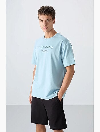 T-shirt oversize en mélange de coton à col rond tommy