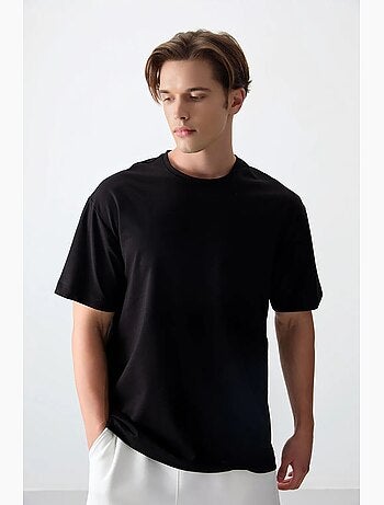 T-shirt oversize en mélange de coton à col rond tommy