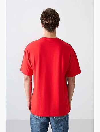 T-shirt oversize en mélange de coton à col rond tommy