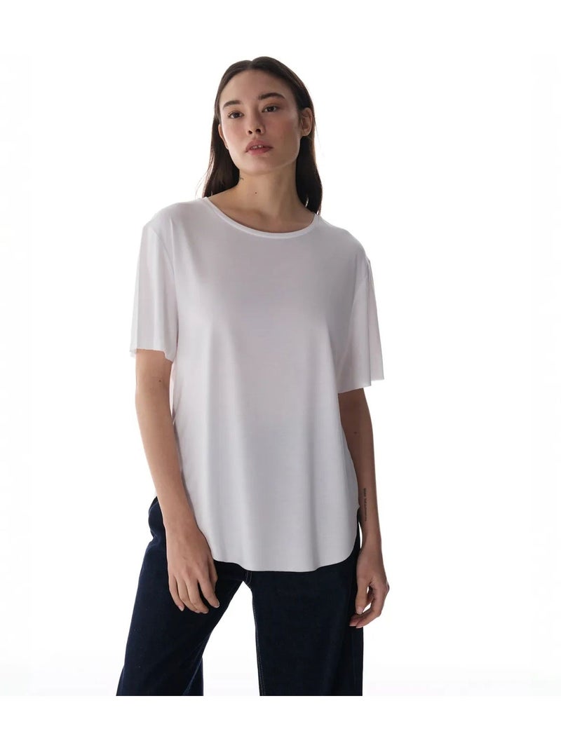 T-shirt oversize en modal à col rond penti Blanc - Kiabi