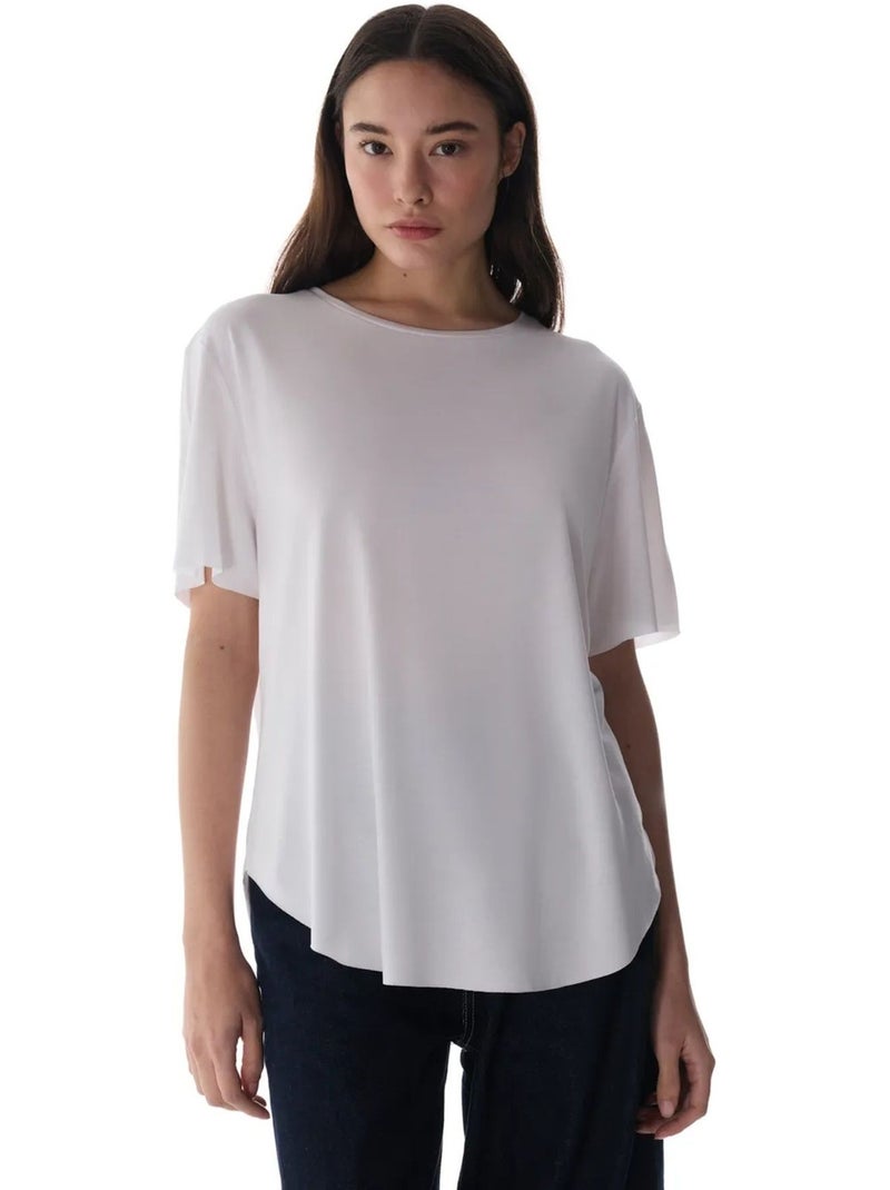 T-shirt oversize en modal à col rond penti Blanc - Kiabi