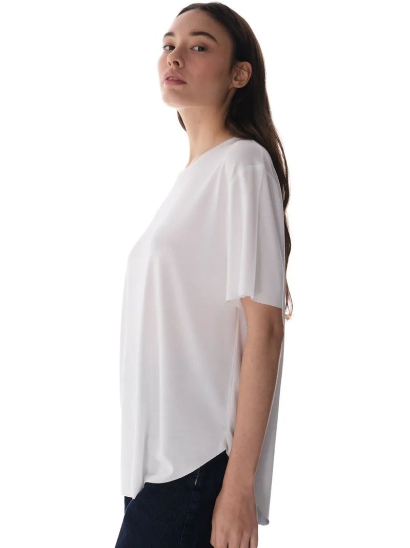 T-shirt oversize en modal à col rond penti Blanc - Kiabi