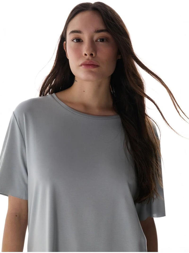 T-shirt oversize en modal à col rond penti Gris clair - Kiabi