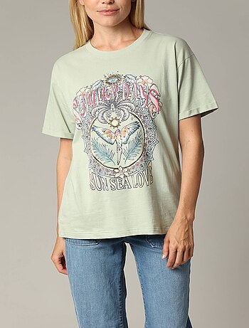 T-shirt oversize exotique à manches courtes et au col rond 100% coton 'Deeluxe'