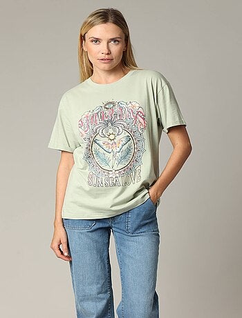 T-shirt oversize exotique à manches courtes et au col rond 100% coton 'Deeluxe'