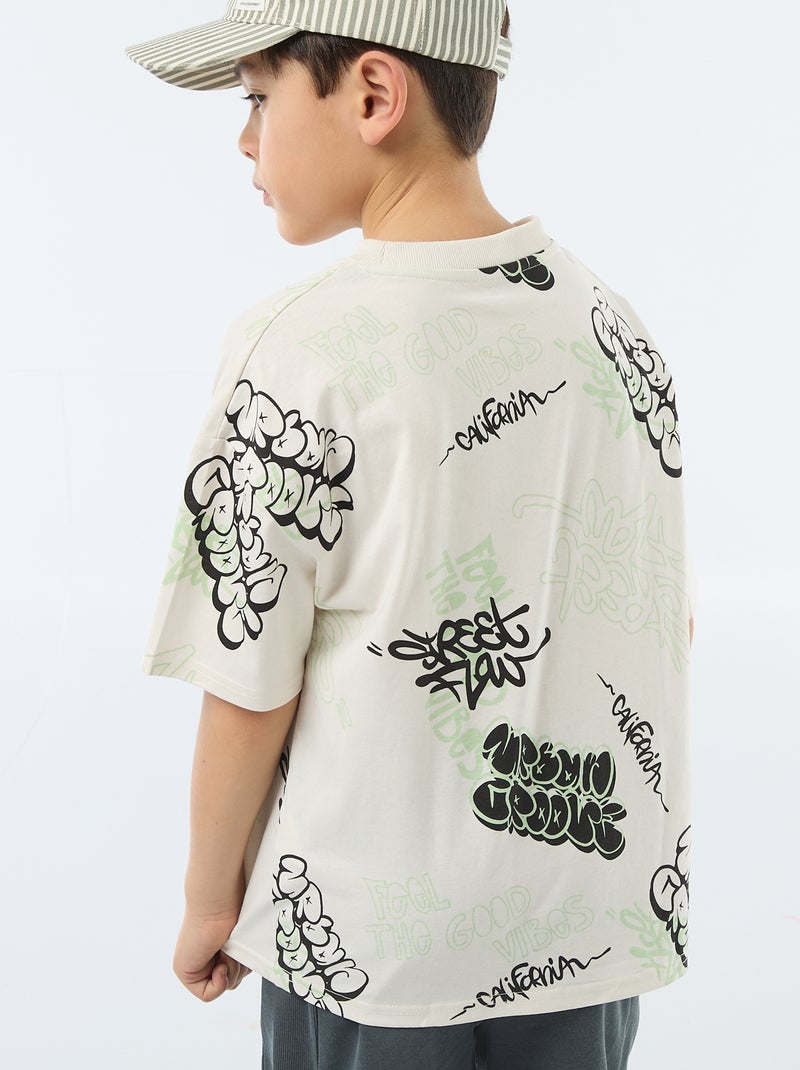 T-shirt oversize fantaisie Blanc - Kiabi