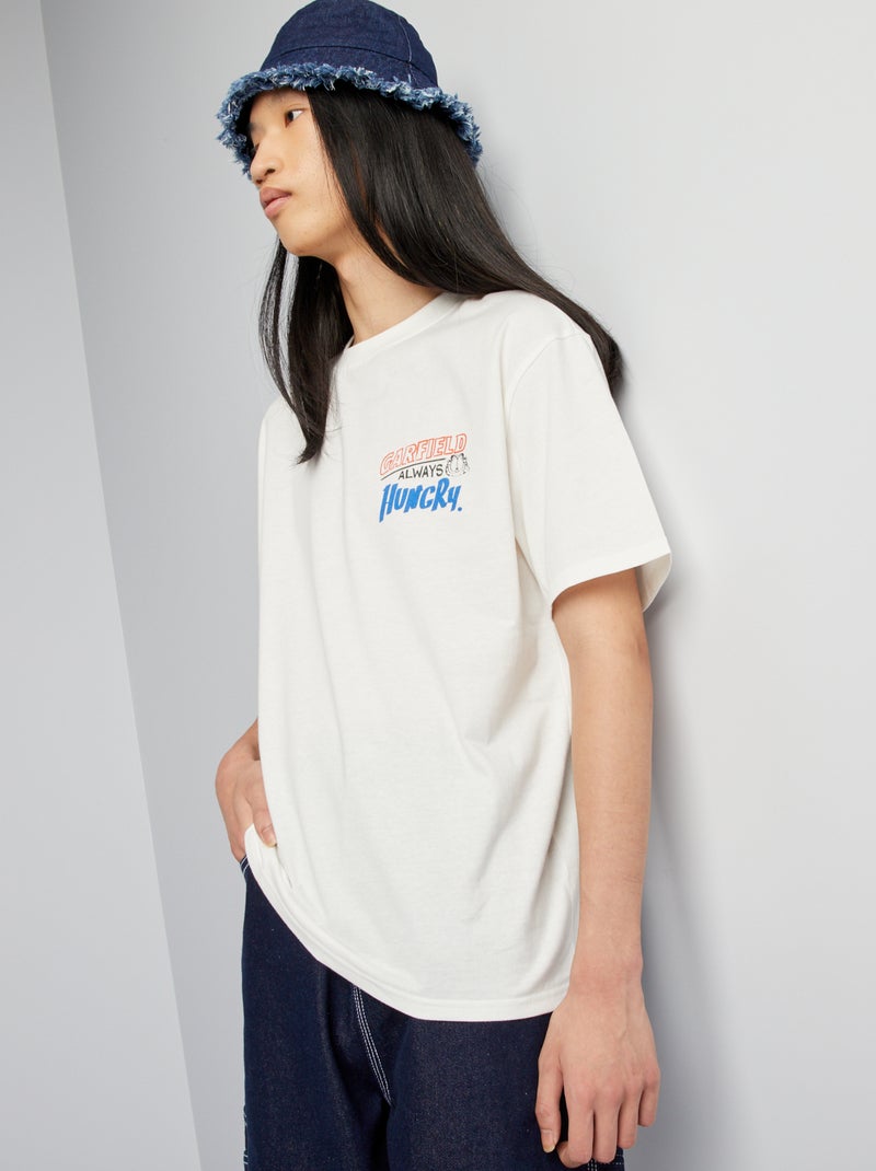 T-shirt oversize 'Garfield' manches courtes blanc - Kiabi