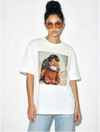 T-shirt oversize imprimé à col rond lucci avec détail accessoire