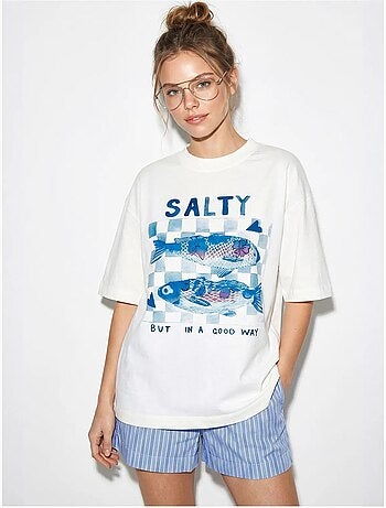 T-shirt oversize imprimé à col rond lucci
