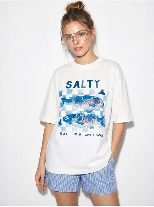 T-shirt oversize imprimé à col rond lucci - Kiabi T-shirt oversize imprimé à col rond lucci - Kiabi