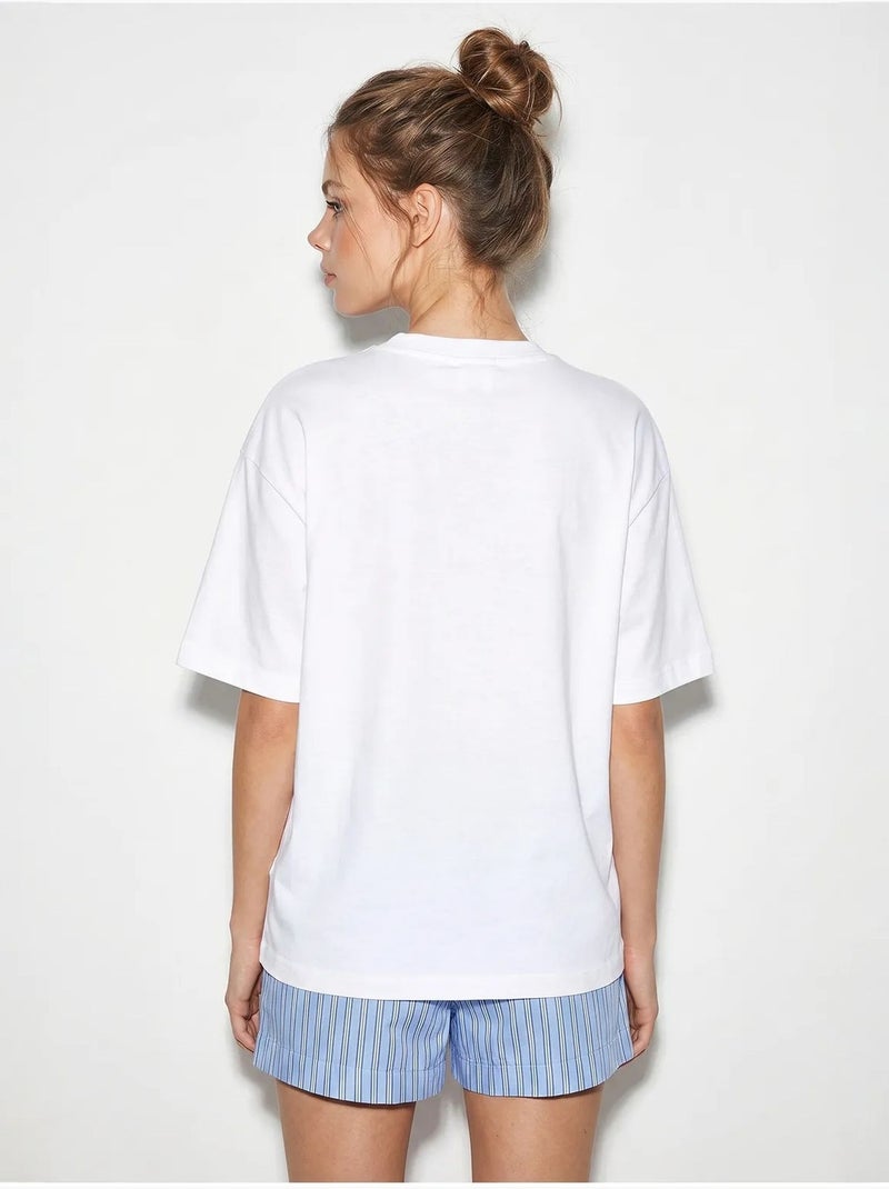 T-shirt oversize imprimé à col rond lucci Blanc - Kiabi