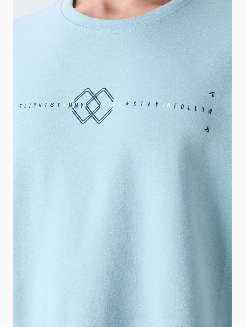 T-shirt oversize imprimé à col rond tommy Bleu ciel - Kiabi