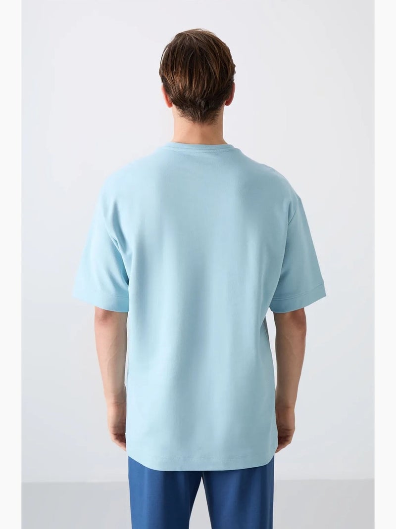 T-shirt oversize imprimé à col rond tommy Bleu ciel - Kiabi