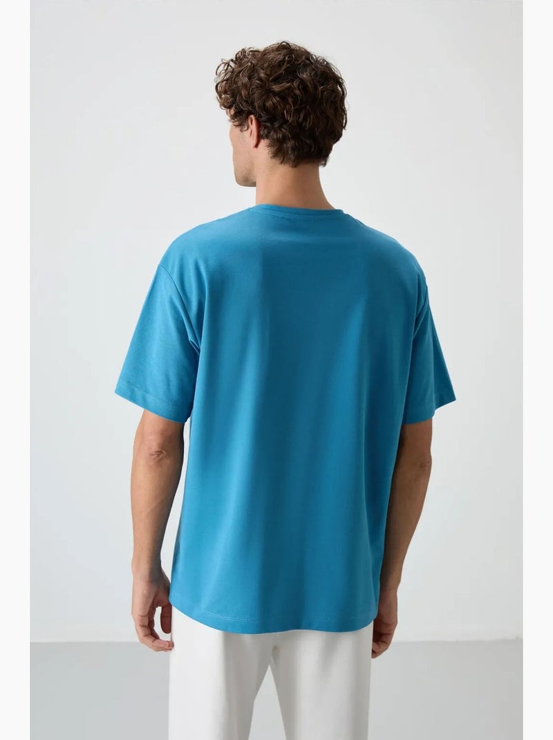 T-shirt oversize imprimé à col rond tommy Bleu électrique - Kiabi