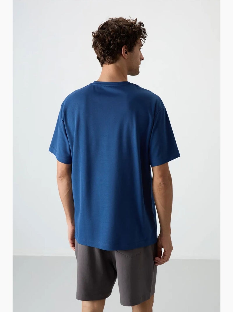 T-shirt oversize imprimé à col rond tommy Bleu - Kiabi