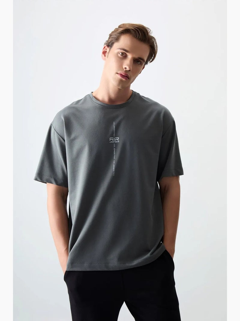 T-shirt oversize imprimé à col rond tommy Gris Noir - Kiabi