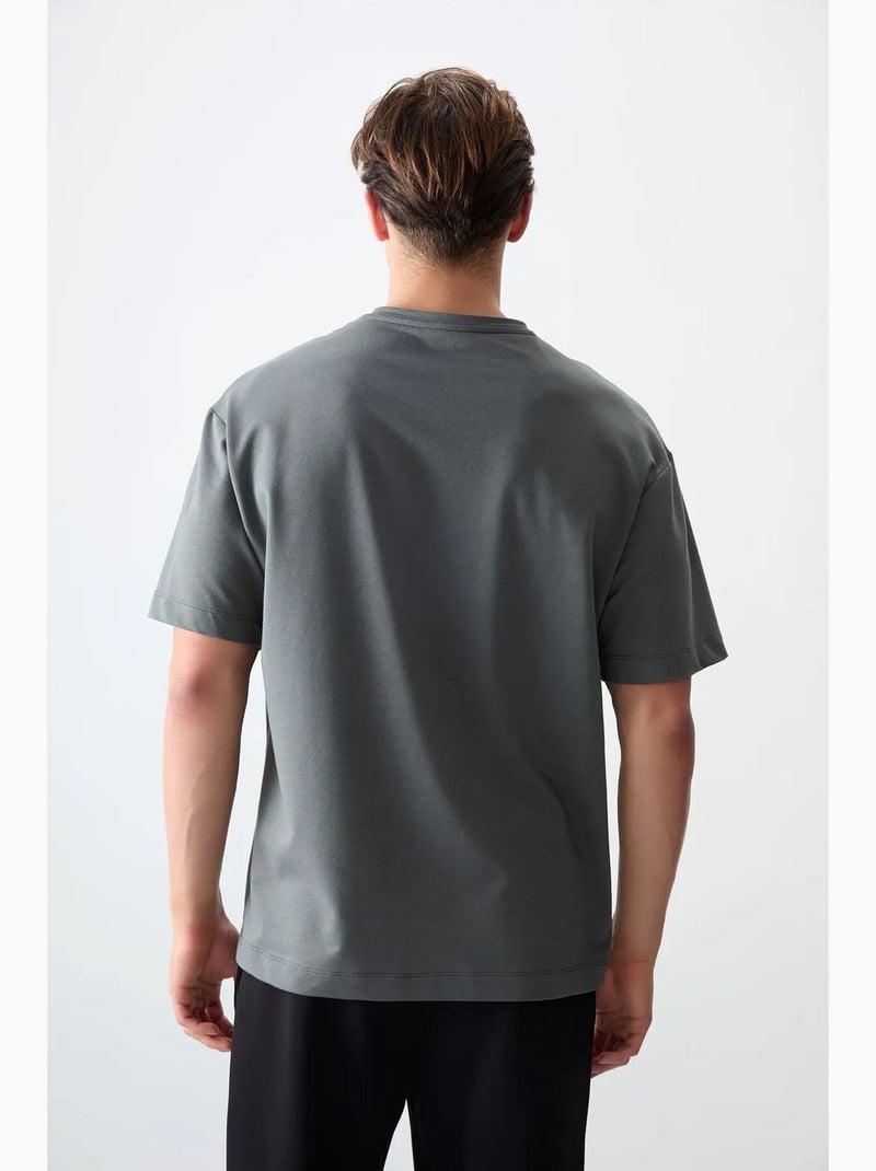 T-shirt oversize imprimé à col rond tommy Gris Noir - Kiabi