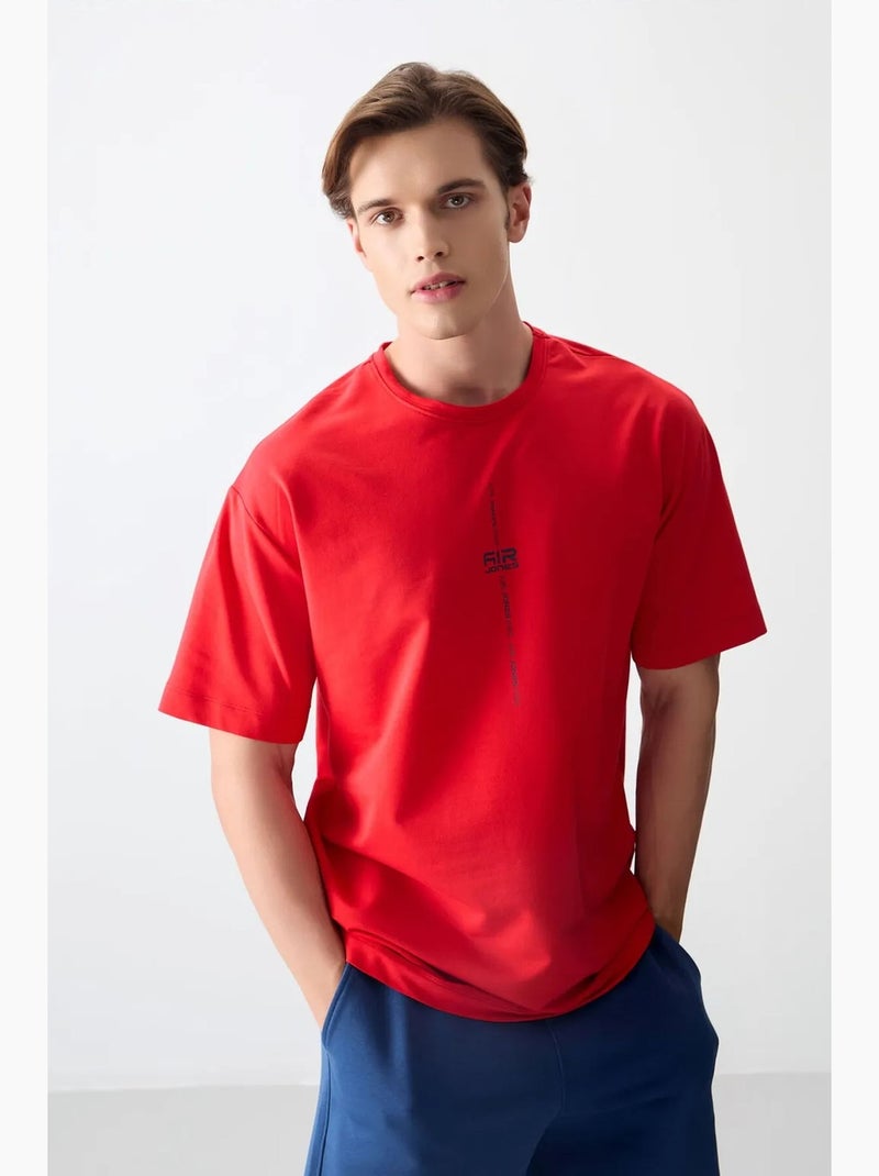 T-shirt oversize imprimé à col rond tommy Rouge - Kiabi