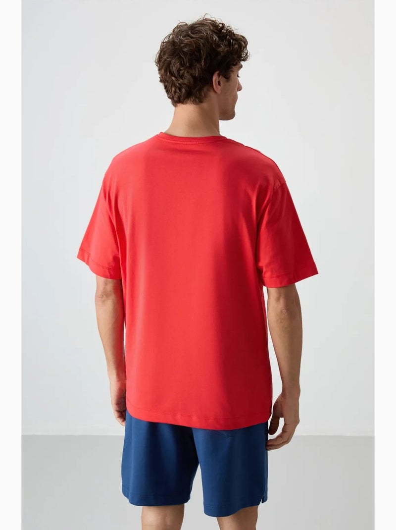 T-shirt oversize imprimé à col rond tommy Rouge - Kiabi