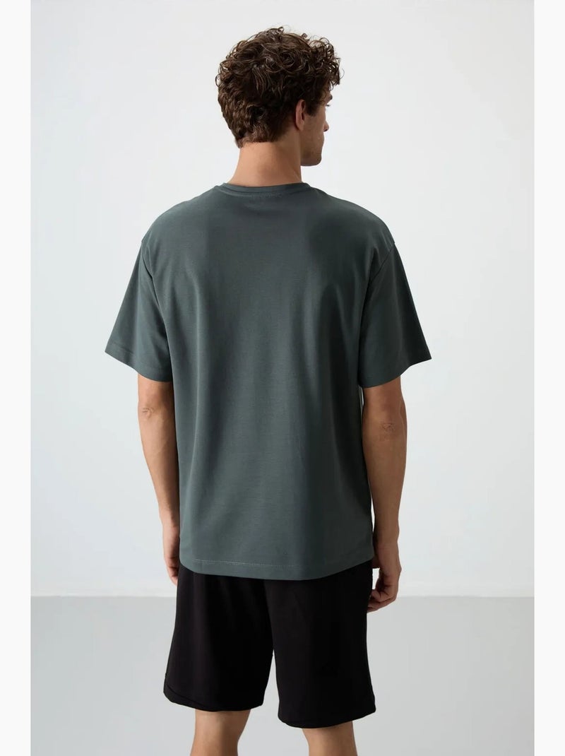T-shirt oversize imprimé à col rond tommy Vert foncé - Kiabi