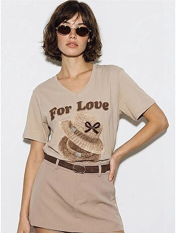 T-shirt oversize imprimé à col v lucci