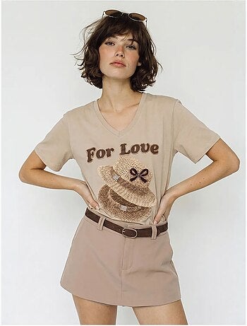 T-shirt oversize imprimé à col v lucci