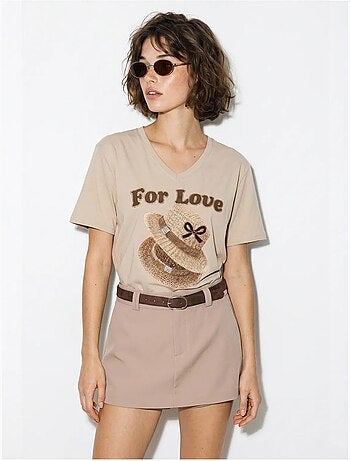 T-shirt oversize imprimé à col v lucci